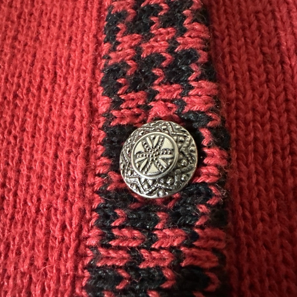 Vtg 90s Christopher Banks Scottish Terrier Cardigan Med Red Black HandEmbroiderd - Picture 7 of 16